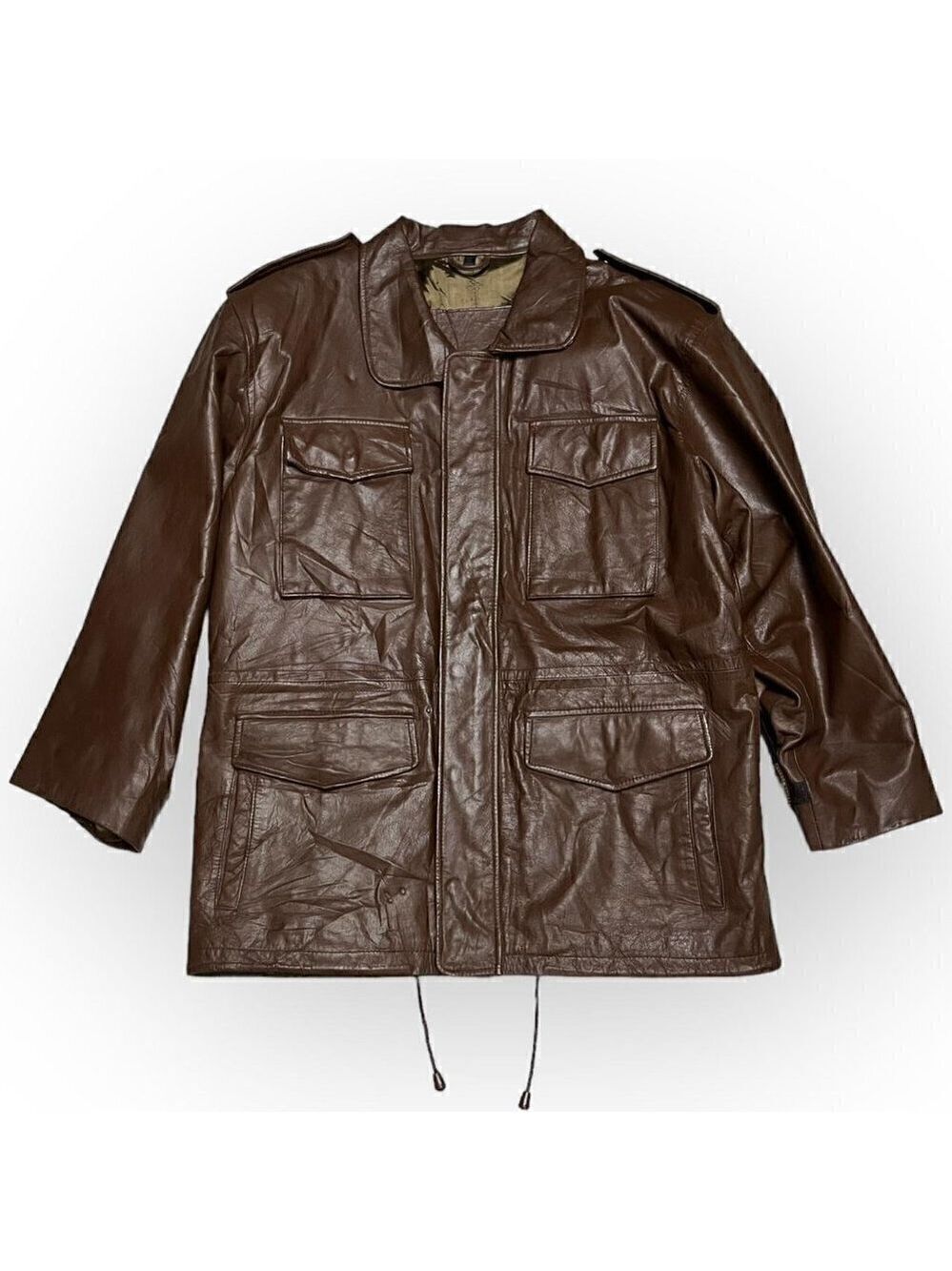 Vintage 90s GENUINE LEATHER Brown Retro Casual Jacket Coat - Mens SMALL